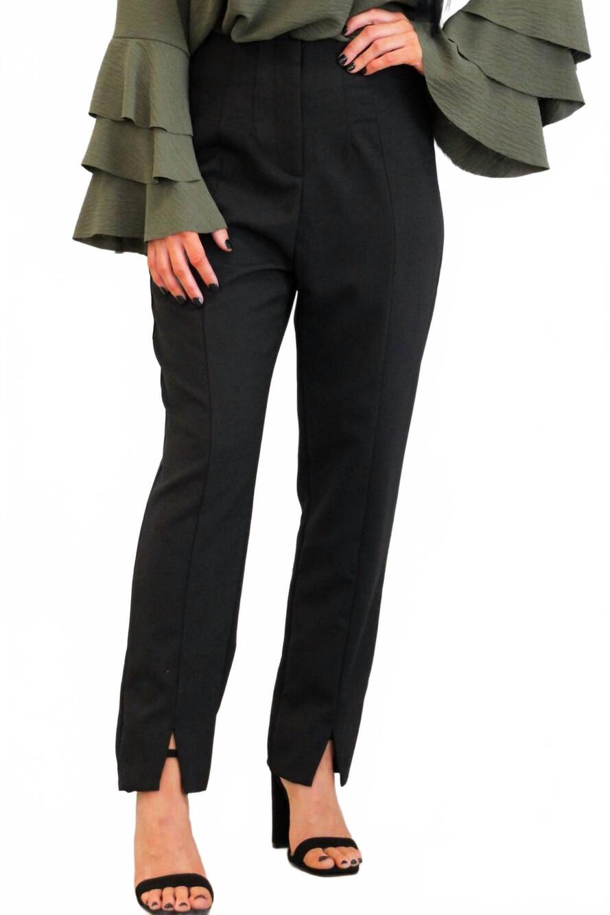 NEW DO+BE deleon split hem pants in black